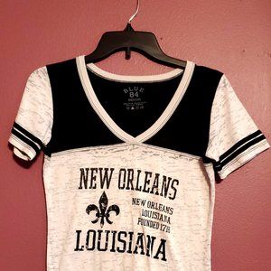 Black and White V-Neck New Orleans Graphic Tee Shirt